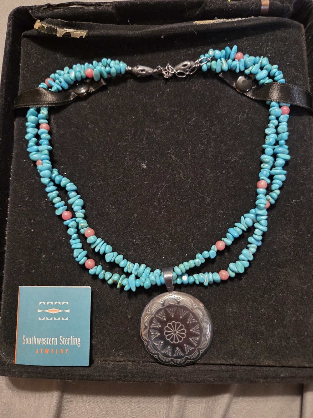 Native American Southwestern Sterling Jewlery Necklace Turquoise